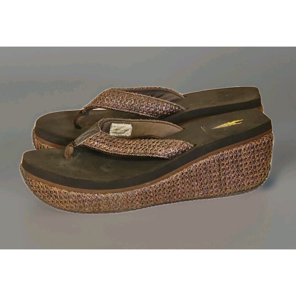 Volatile Sandals Womens Size 9 brown Platform Flip Flop Wedge Shoes